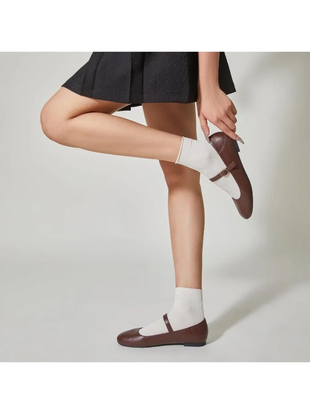 Women's Coffee Ballet Flats Round Toe Comfort Straps Memory Foam Dressy Shoes
